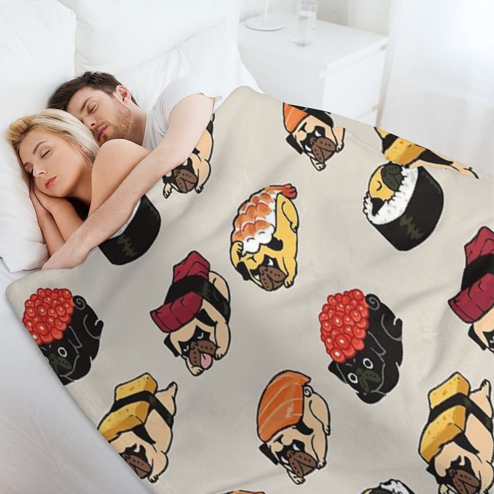 Sushi Pug Machine-washable Throw Blanket