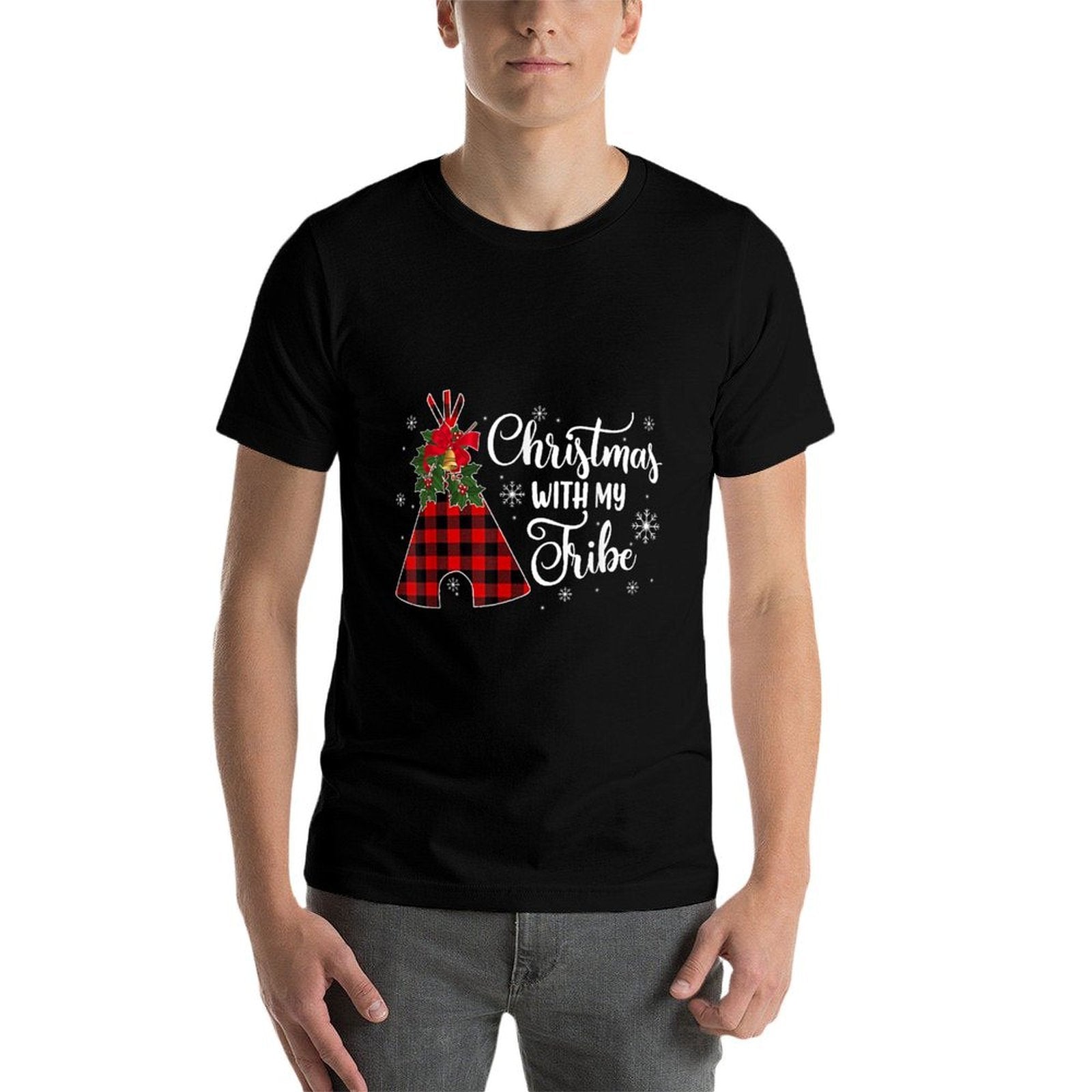 Christmas Party With My Tribe Buffalo Plaid Family Pajama  Trendy Pattern T-Shirt