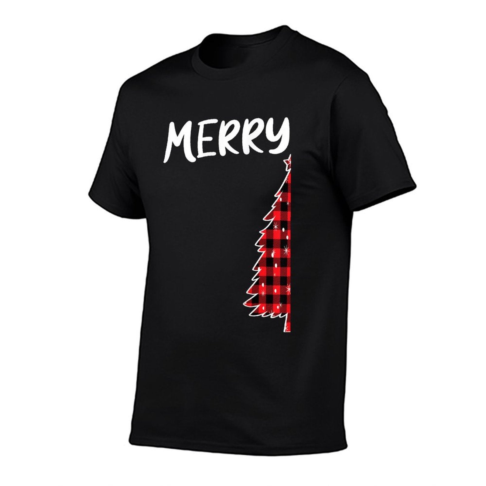 Merry Christmas Tree Buffalo Plaid Xmas Couples Matching  Graphic-printed T-Shirt