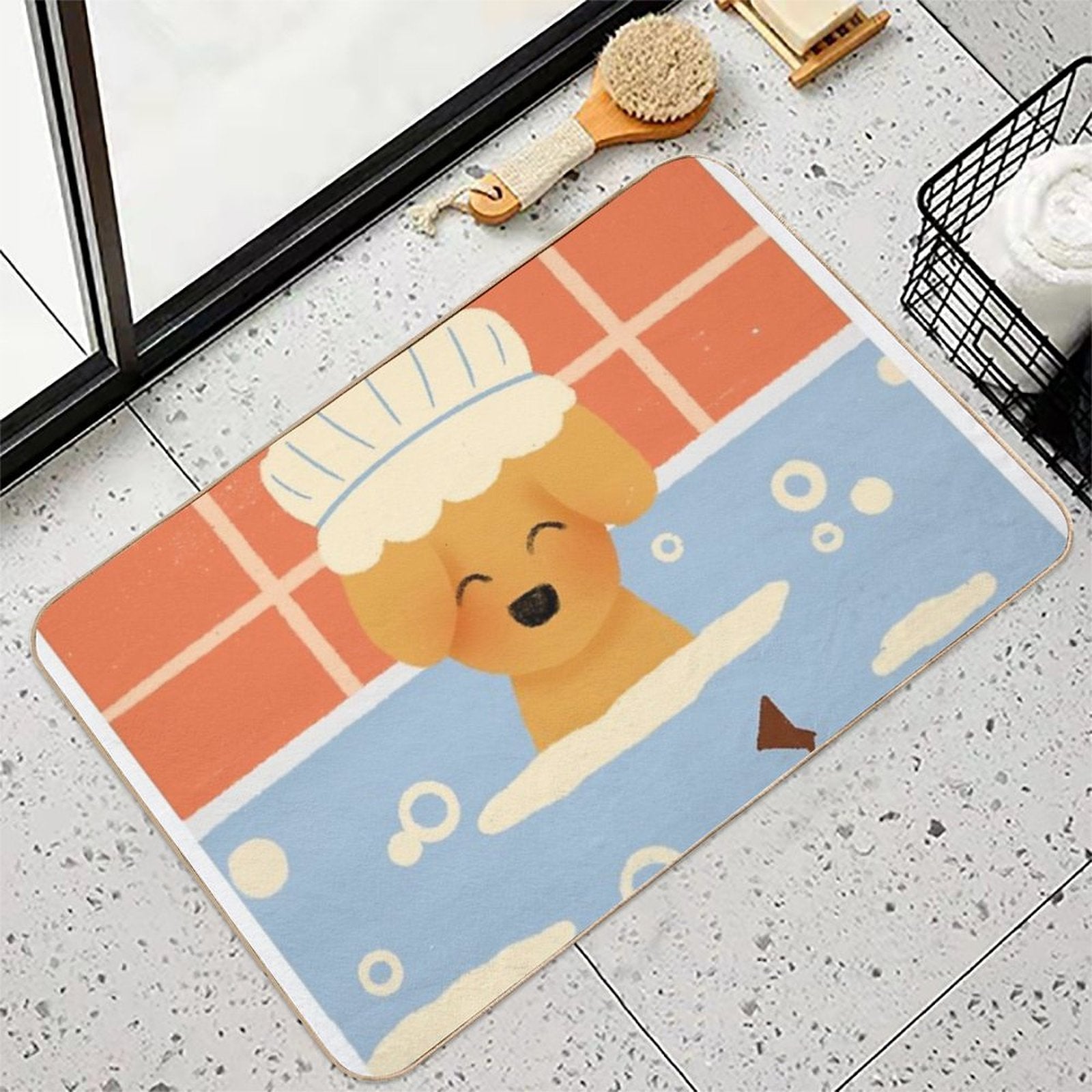 Puppy Bathtime Fun  Absorbent Bath Mat