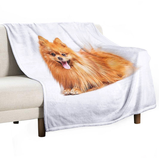 Cute Red Pomeranian Wrinkle-free Throw Blanket