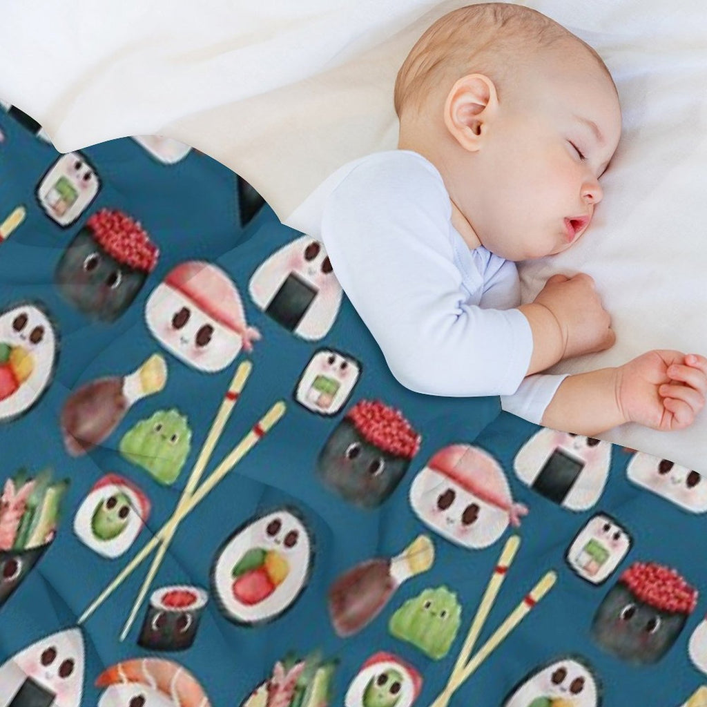 Kawaii Sushi Squad – Cute Japanese Food Illustration Versatility Throw Blanket
