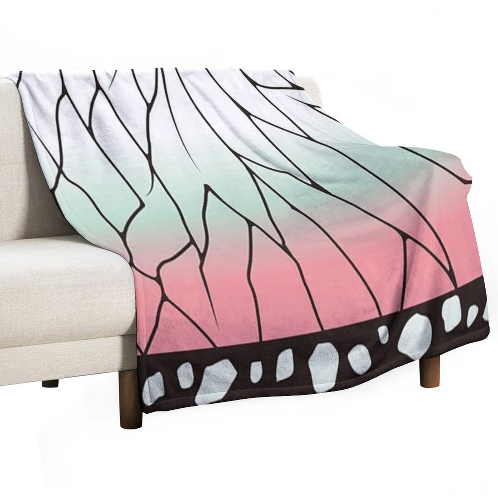 Demon Slayer Kocho Shinobu Japanese Pattern WAGARA of Butterfly Pattern Design. Velvety-soft Throw Blanket