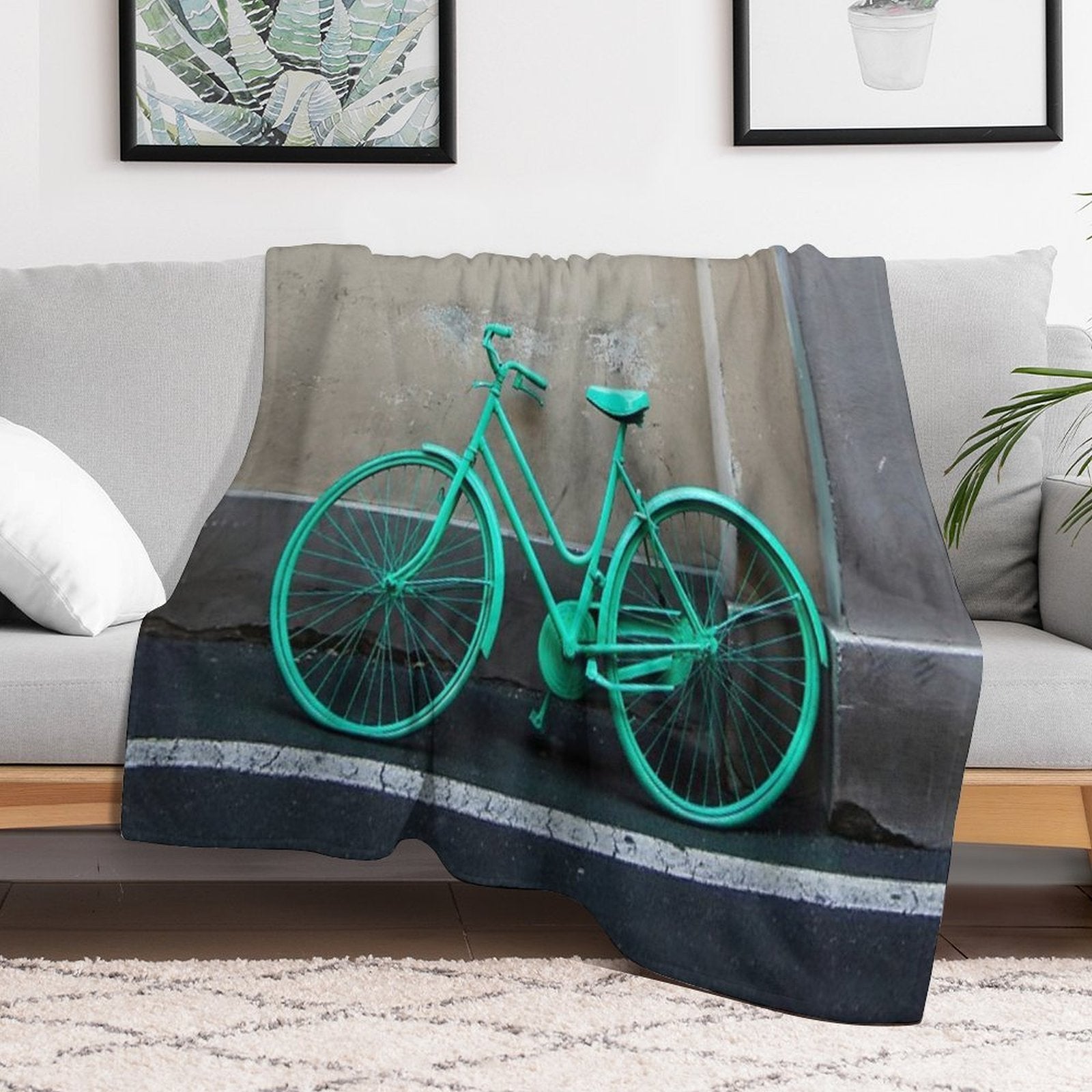 Green Cycle Wrinkle-free Throw Blanket