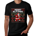 Christmas Merry Blitzmas Santa Football Ugly Sweater Style Comfortable T-Shirt