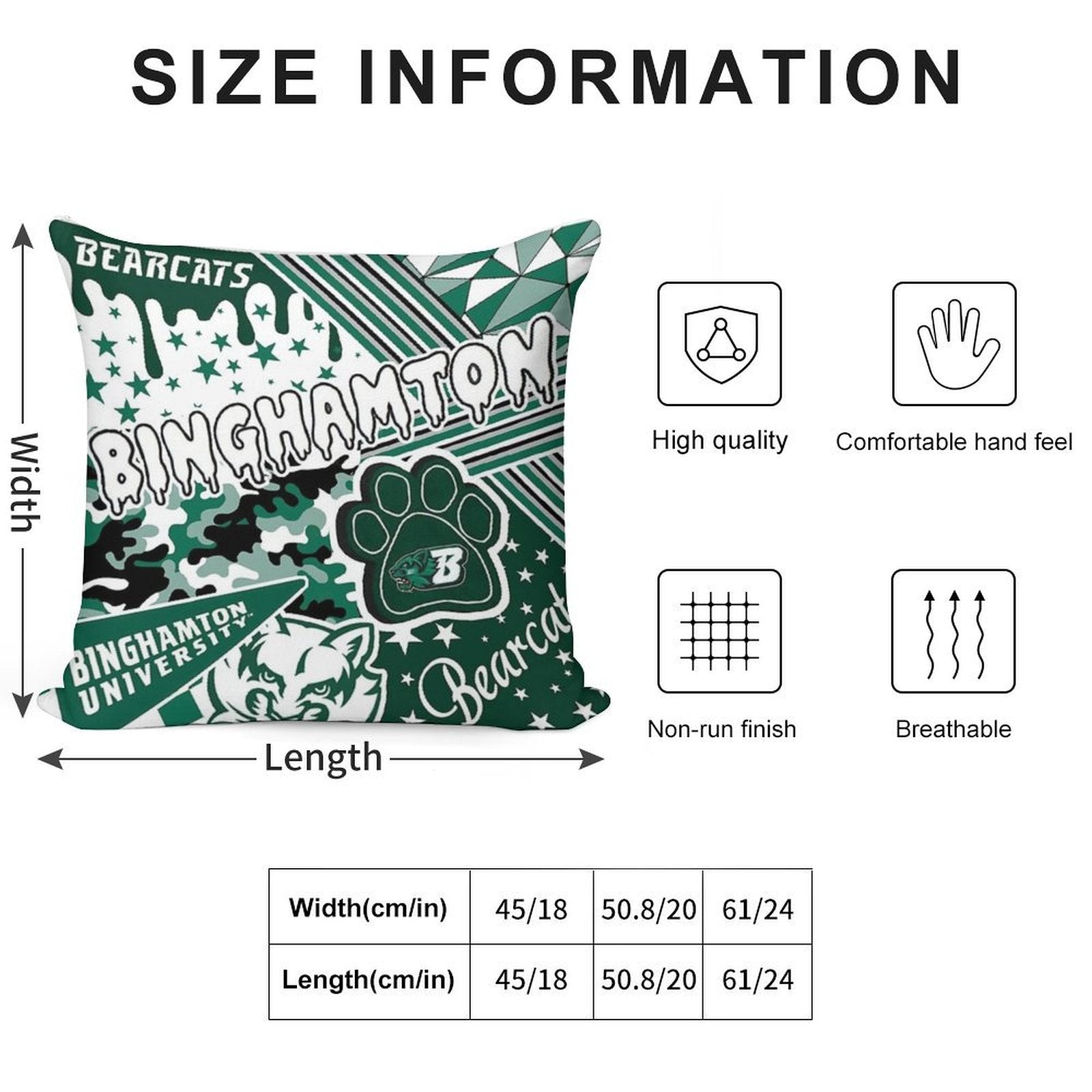 Binghamton University Soft Hidden Zipper Throw Pillow