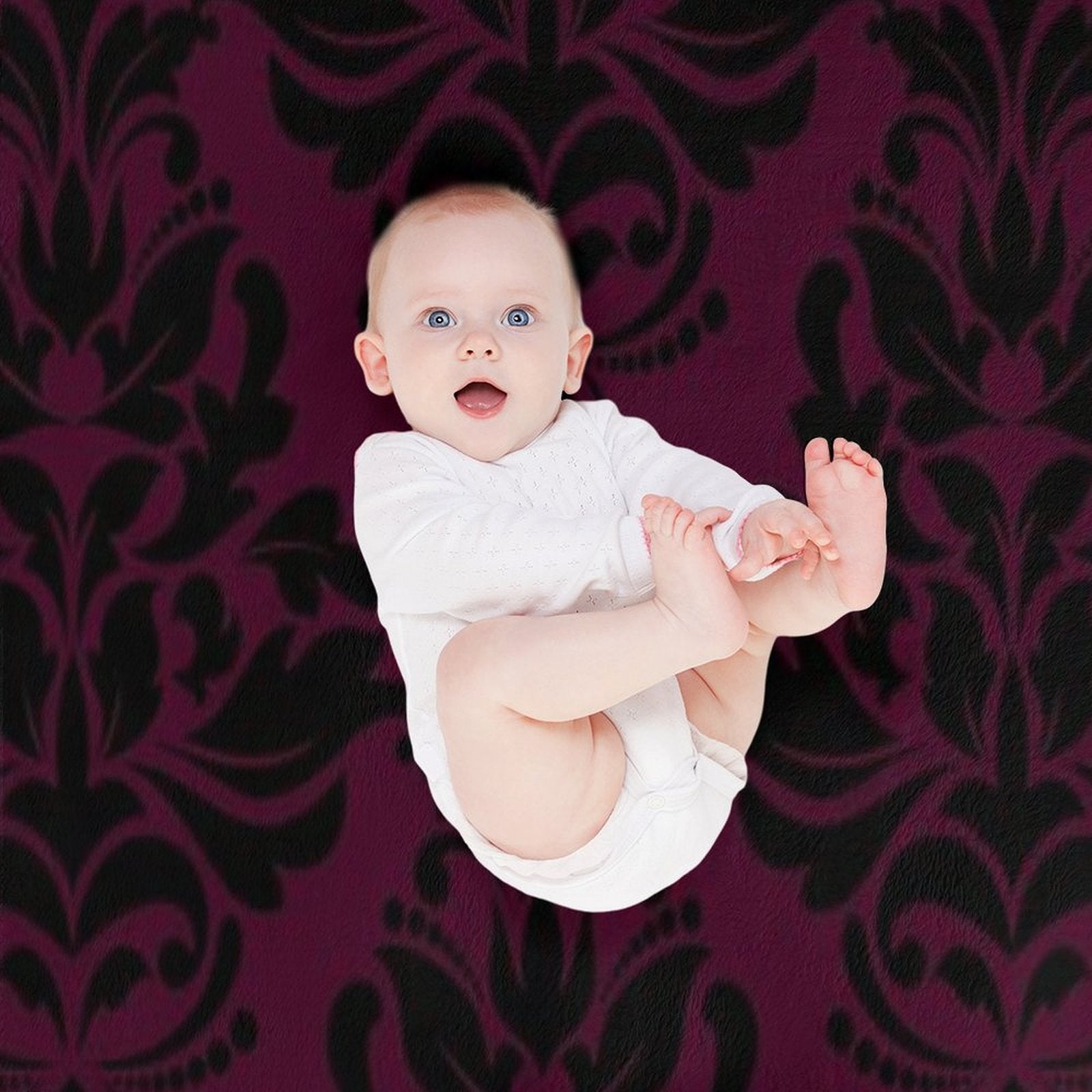 Large Plum Damask 1 Eco-conscious Throw Blanket