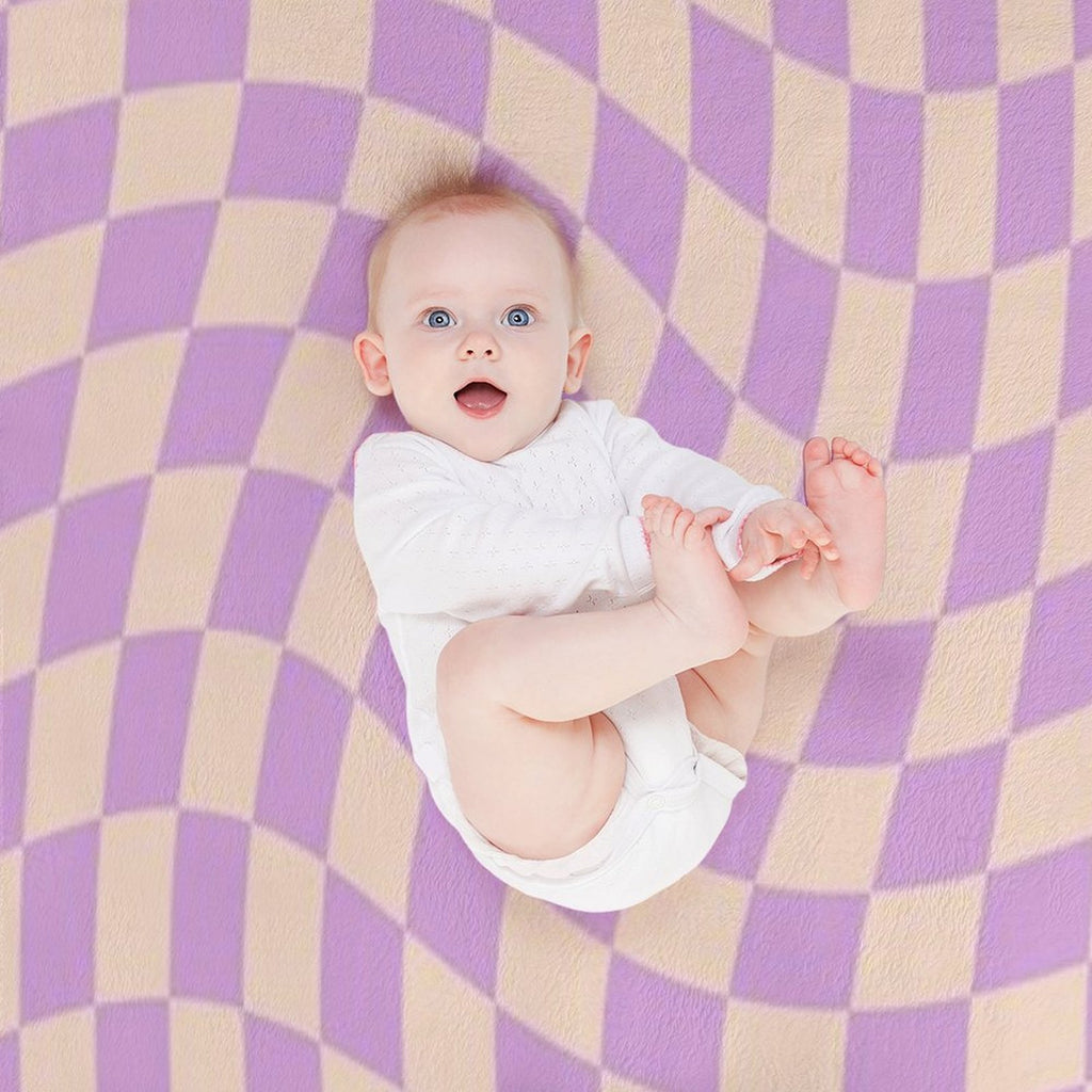 Check V - Lilac Twist Wrinkle-free Throw Blanket