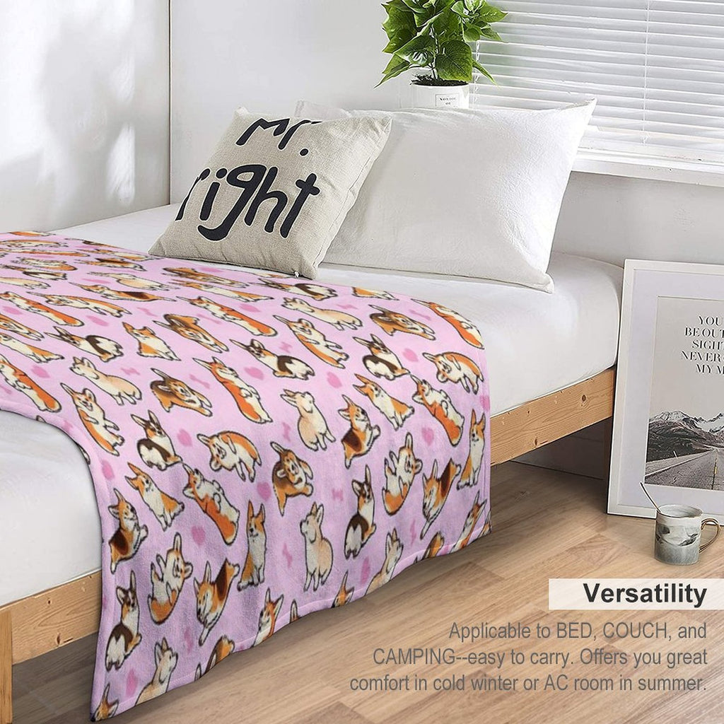 Lovey Corgis in Pink Comfort Throw Blanket
