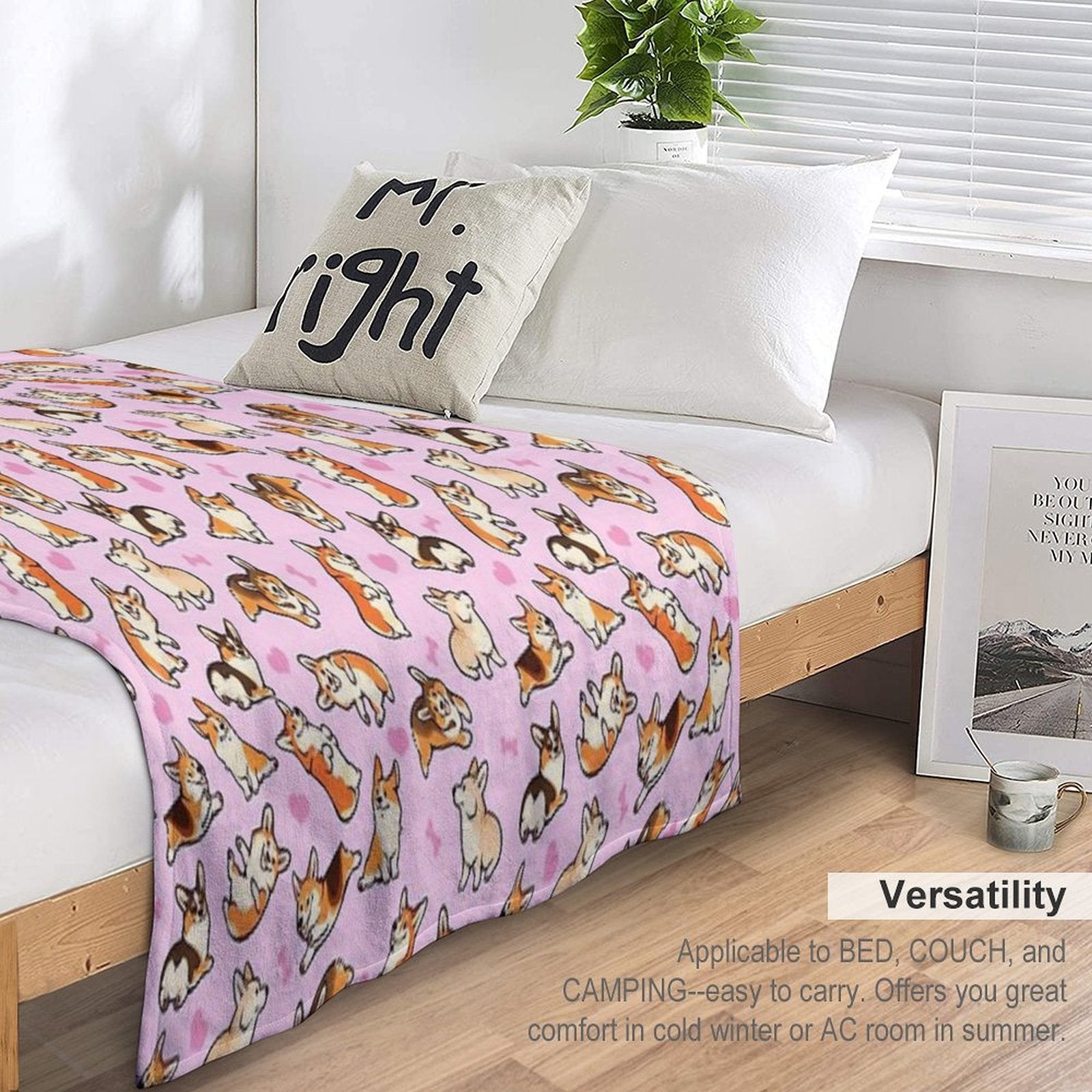 Lovey Corgis in Pink Comfort Throw Blanket