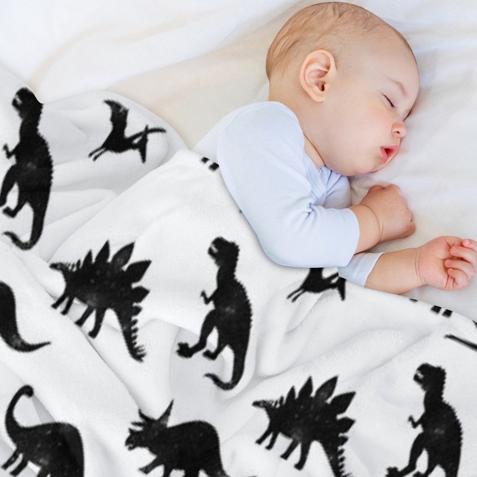 Black + White Dinosaurs Compact Throw Blanket