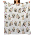 Seamless Pattern with Cute Pugs Eco-conscious Throw Blanket