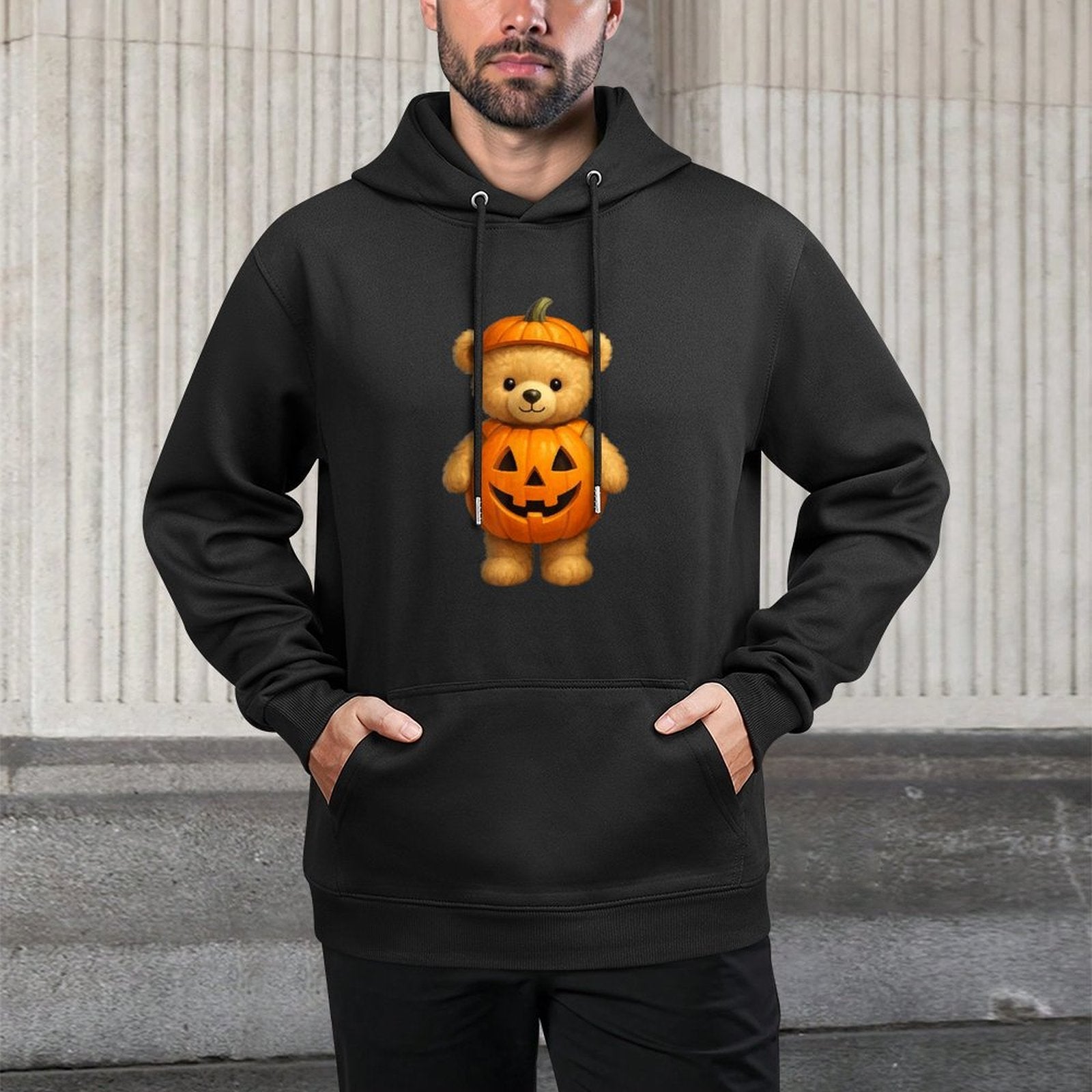 Cute Halloween Teddy Bear Pumpkin Costume Funny Easy Care Hoodie