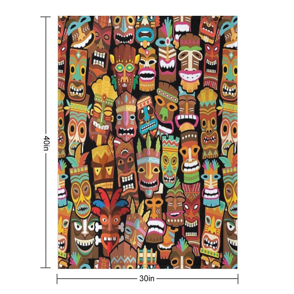 Tiki Pattern Anti-pilling Throw Blanket