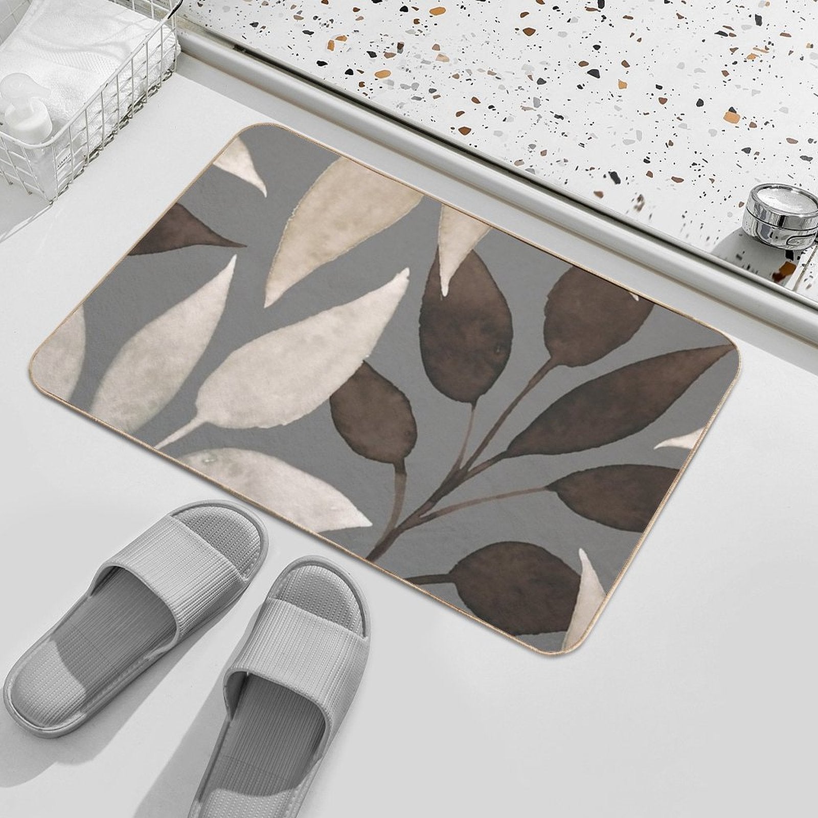 Leaves Design.  Multi-Purpose Bath Mat