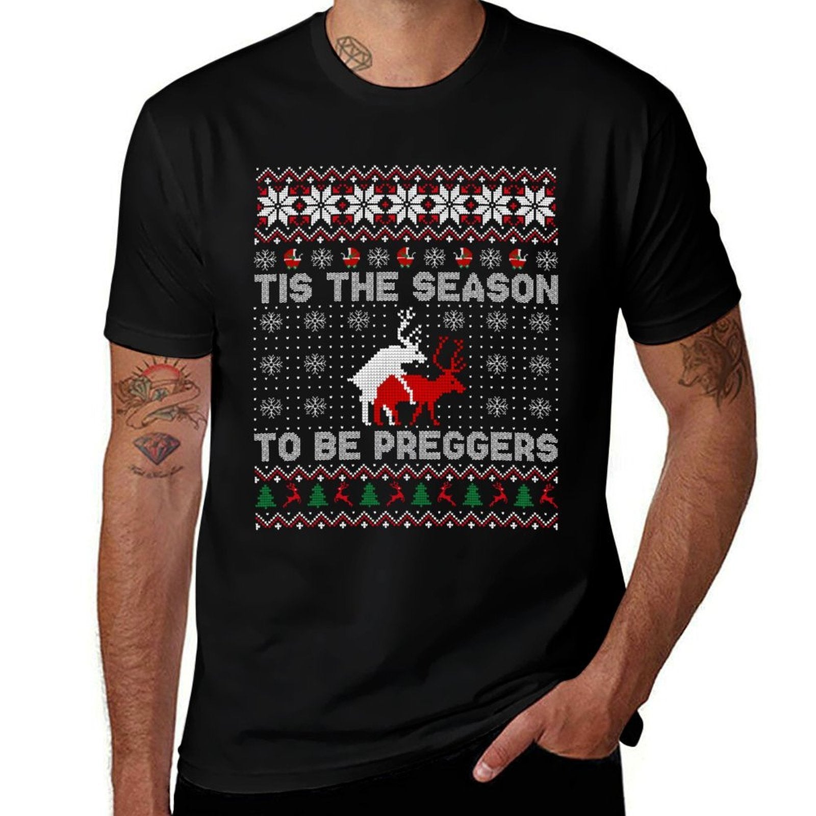 Tis The Season To Be Pregnant Ugly Christmas Sweatshirt Gift Sweatshirt  Affordable Price T-Shirt
