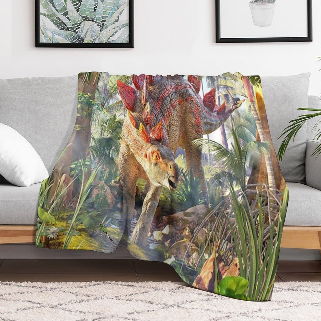 Stegosaurus Swamp Wrinkle-free Throw Blanket