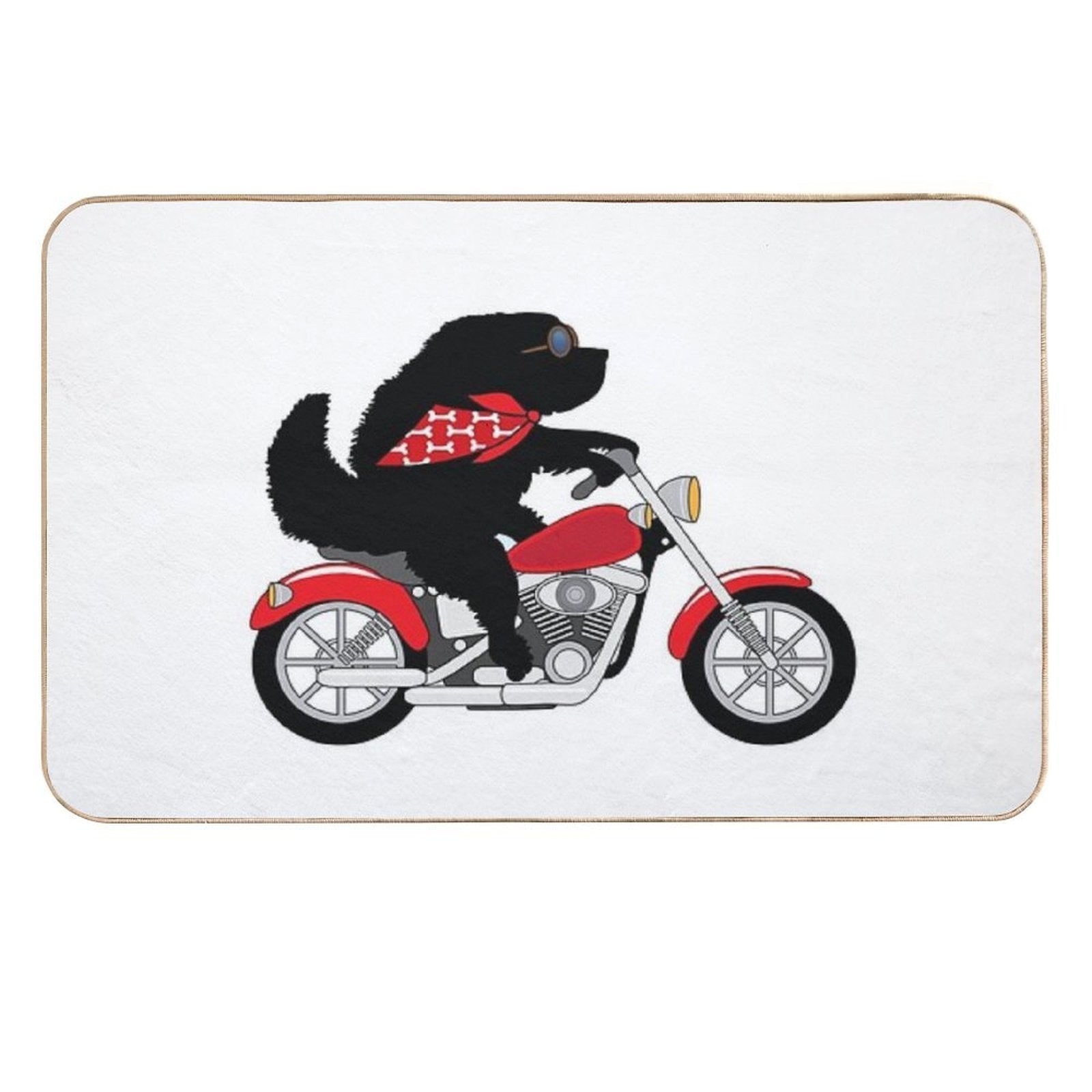 Just A Newfie Riding A Motorcycle  Repositionable Bath Mat