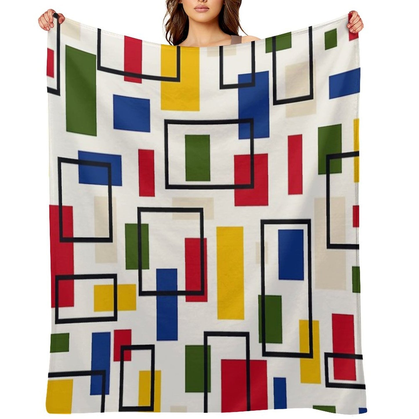 Mondrian Style Sustainable Throw Blanket