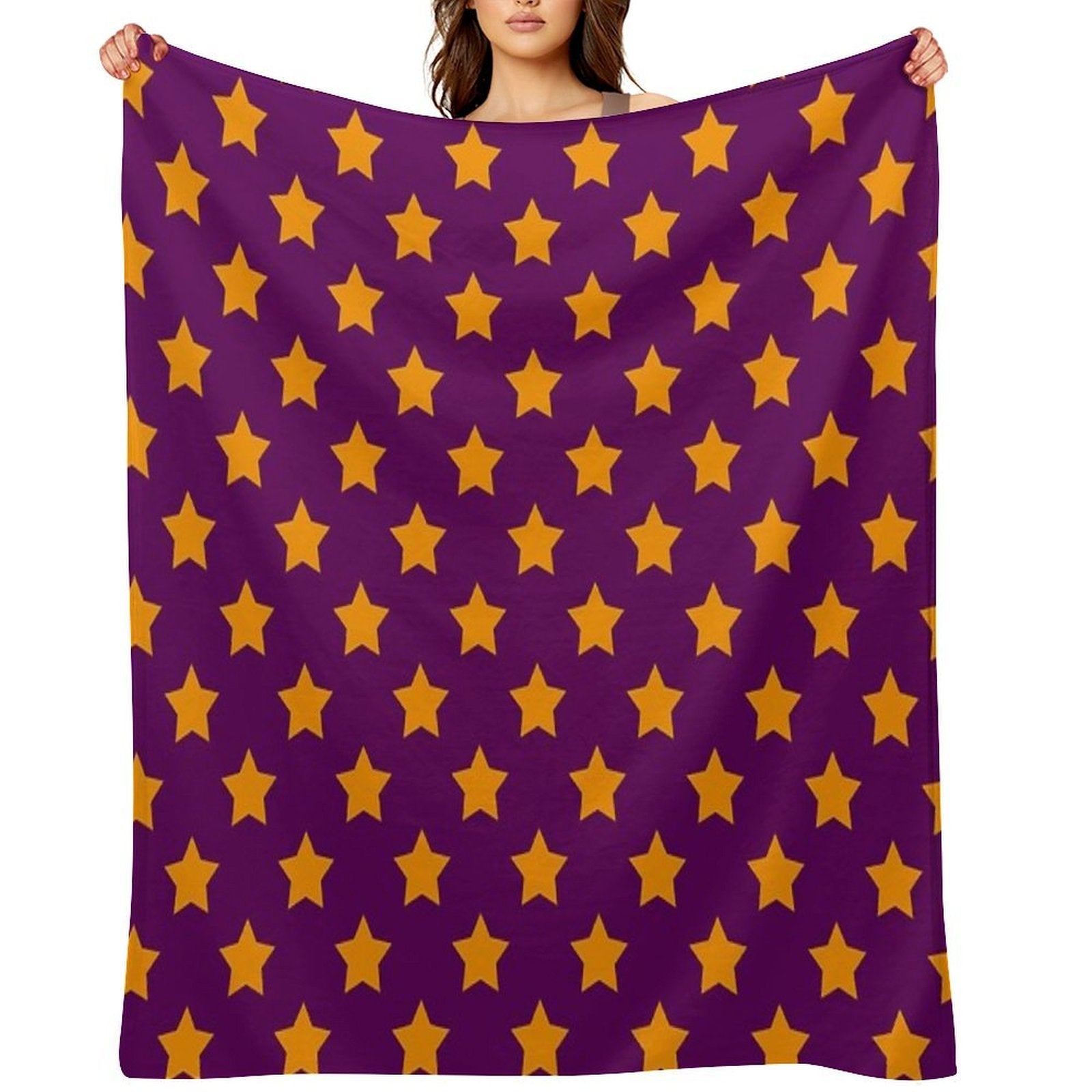 Orange Stars Purple Background Pattern Design Durable Throw Blanket
