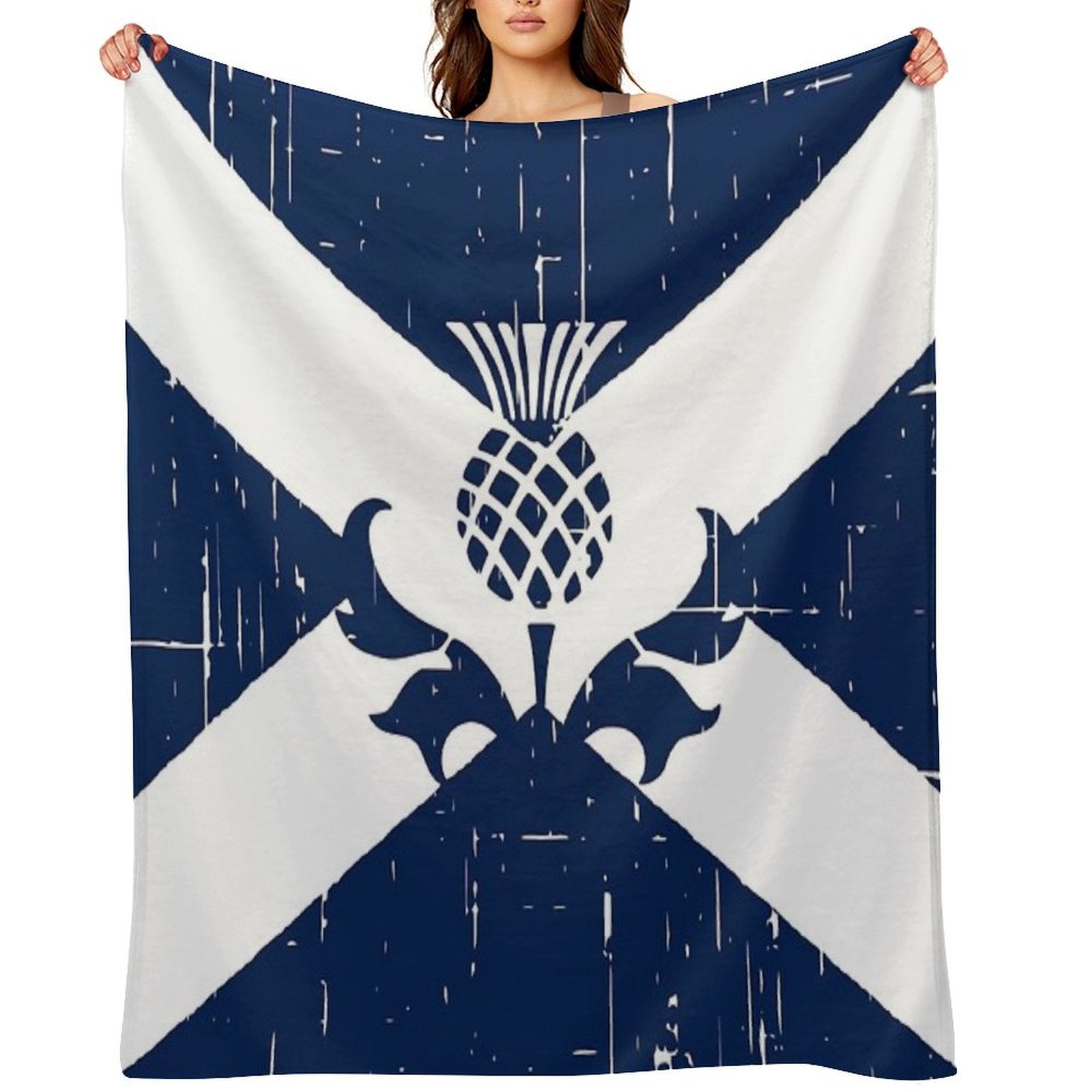 Saltire Scottish Flag And Scottish Thistle Comfort Throw Blanket