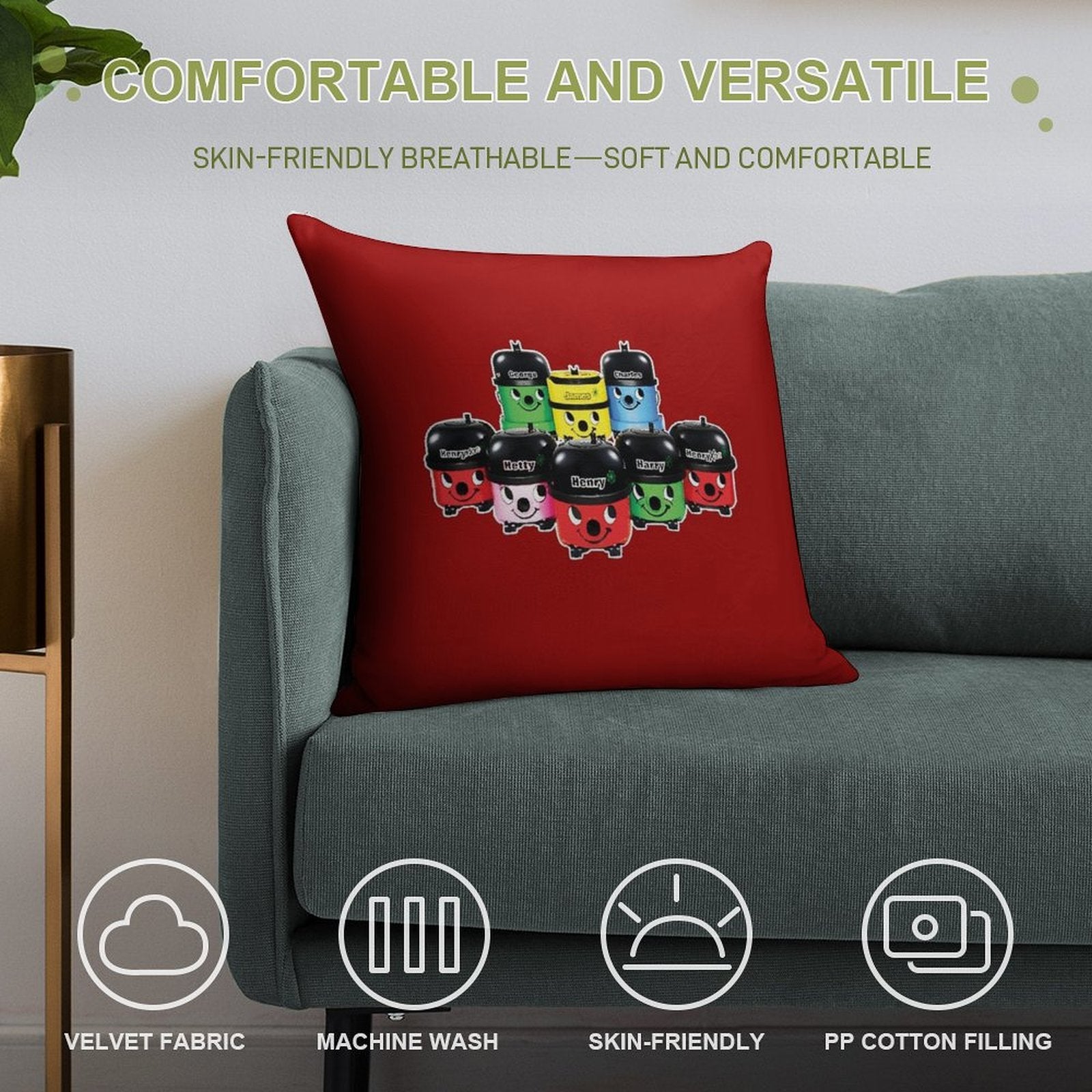 Henry Hoover And Friends Soft Fade-Resistant Throw Pillow