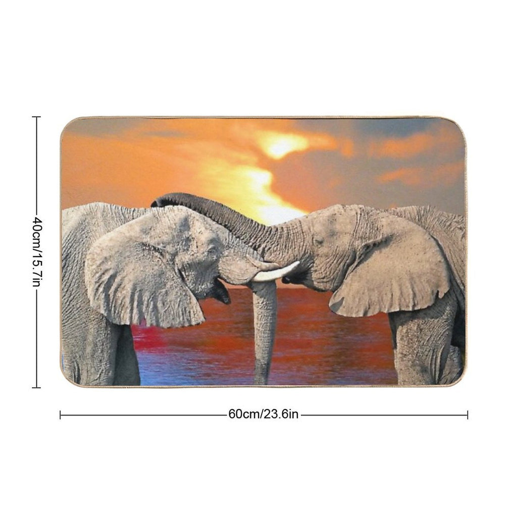 Affectionate Elephants  Anti-Trip Bath Mat