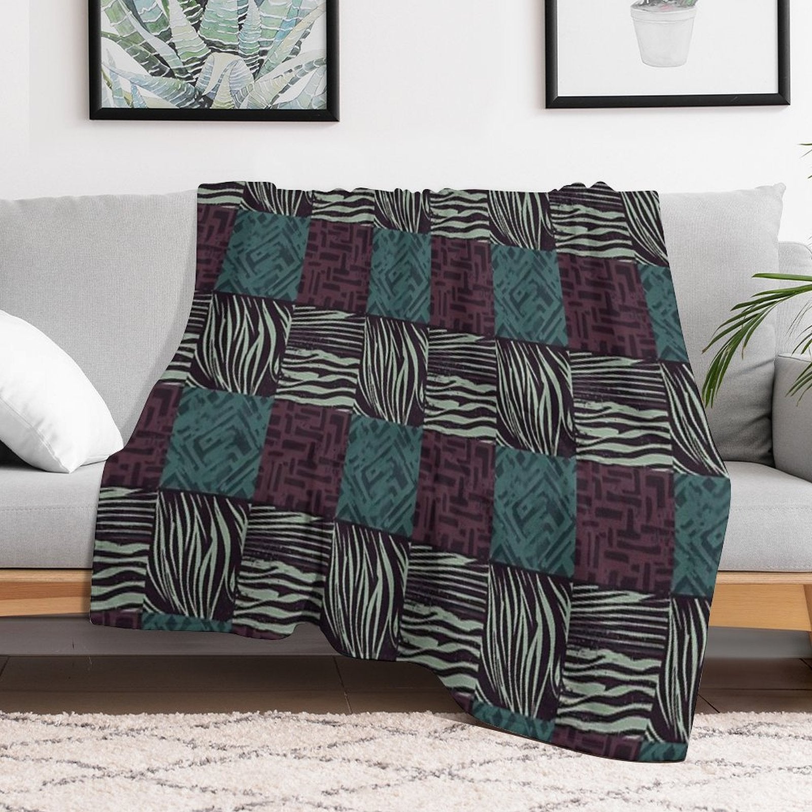 Zebra Grunge Patchwork Travel-friendly Throw Blanket