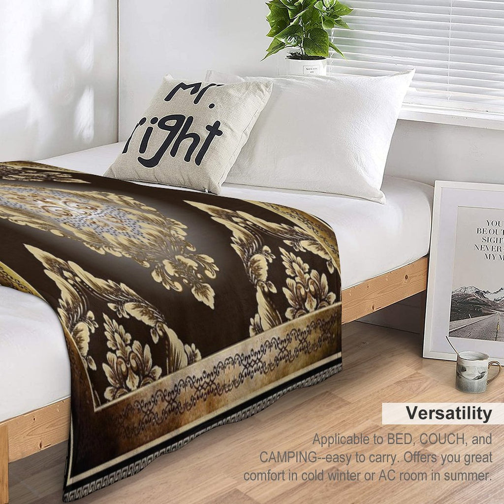 Vintage Style Floral Rustic Greek Key Comfort Throw Blanket