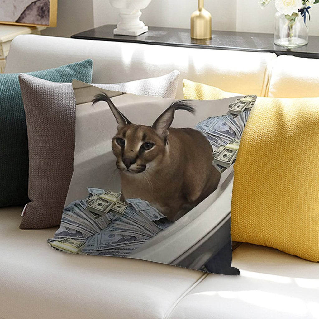 Big Floppa Cash Soft Luxury Feel Throw Pillow