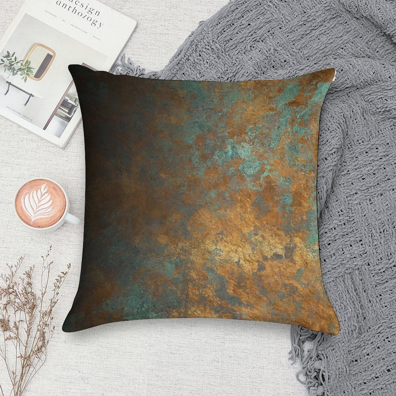Oxidized Copper Soft Warmth Comfort Throw Pillow