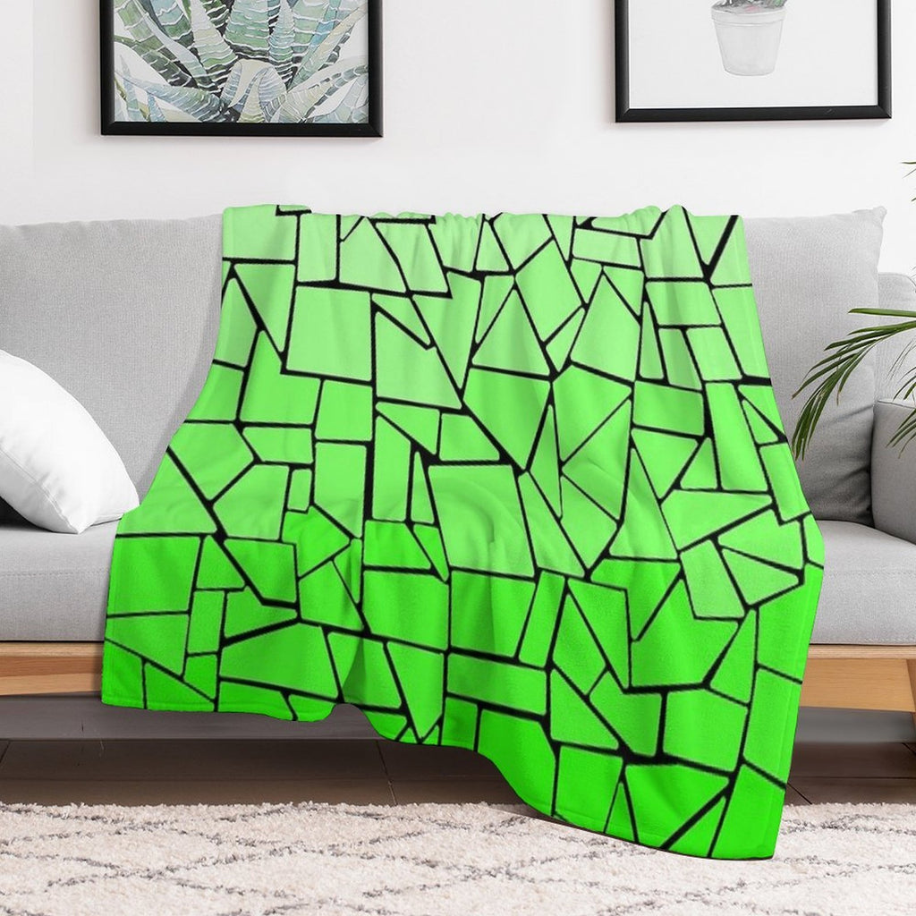 Green Gradient Tiles with Black Background Velvety-soft Throw Blanket