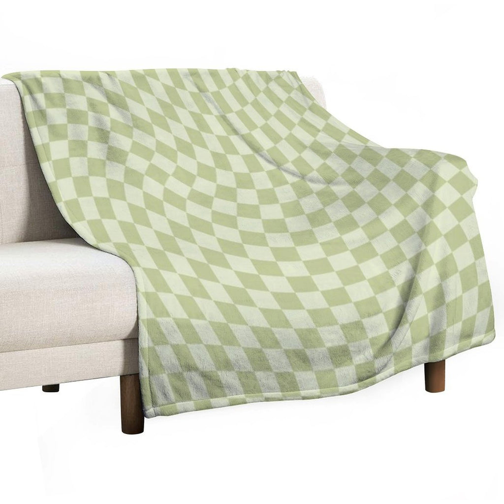 Trippy Swirl  Green Easy Care Throw Blanket