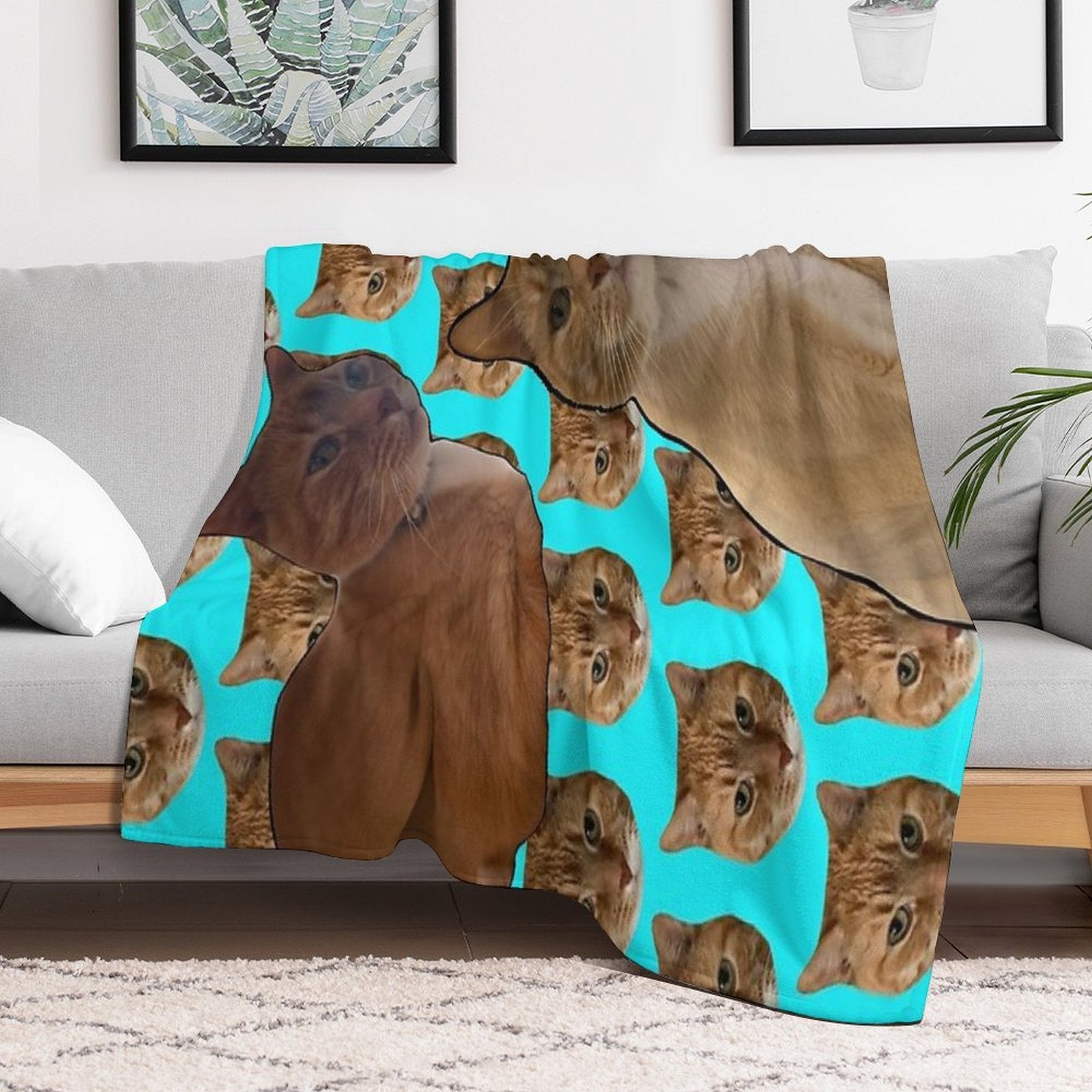 Field of Ginger Cats Named Steve Easy Care Throw Blanket