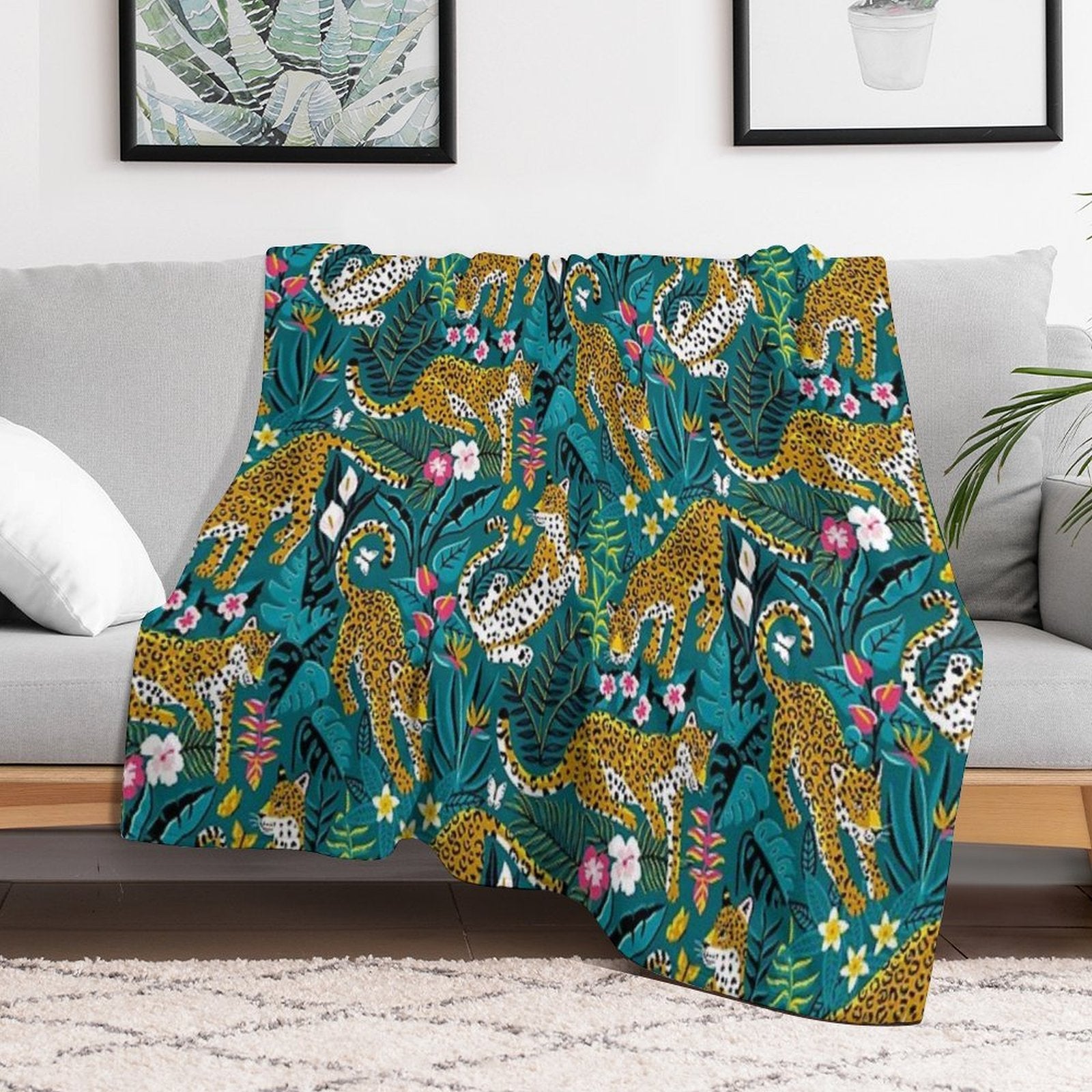 Dancing Jaguar Jungle Wrinkle-free Throw Blanket