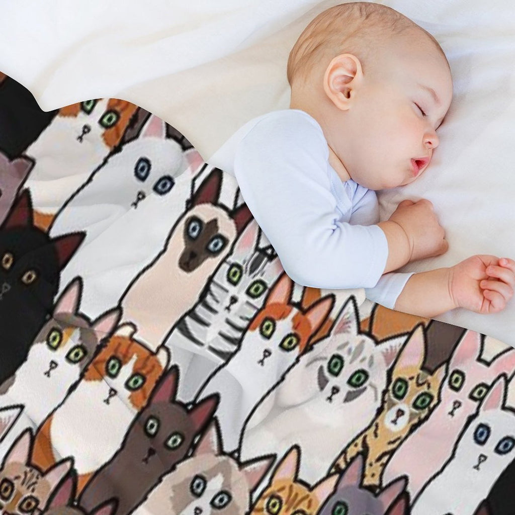 Cute So Many Cats Collage Sustainable Throw Blanket