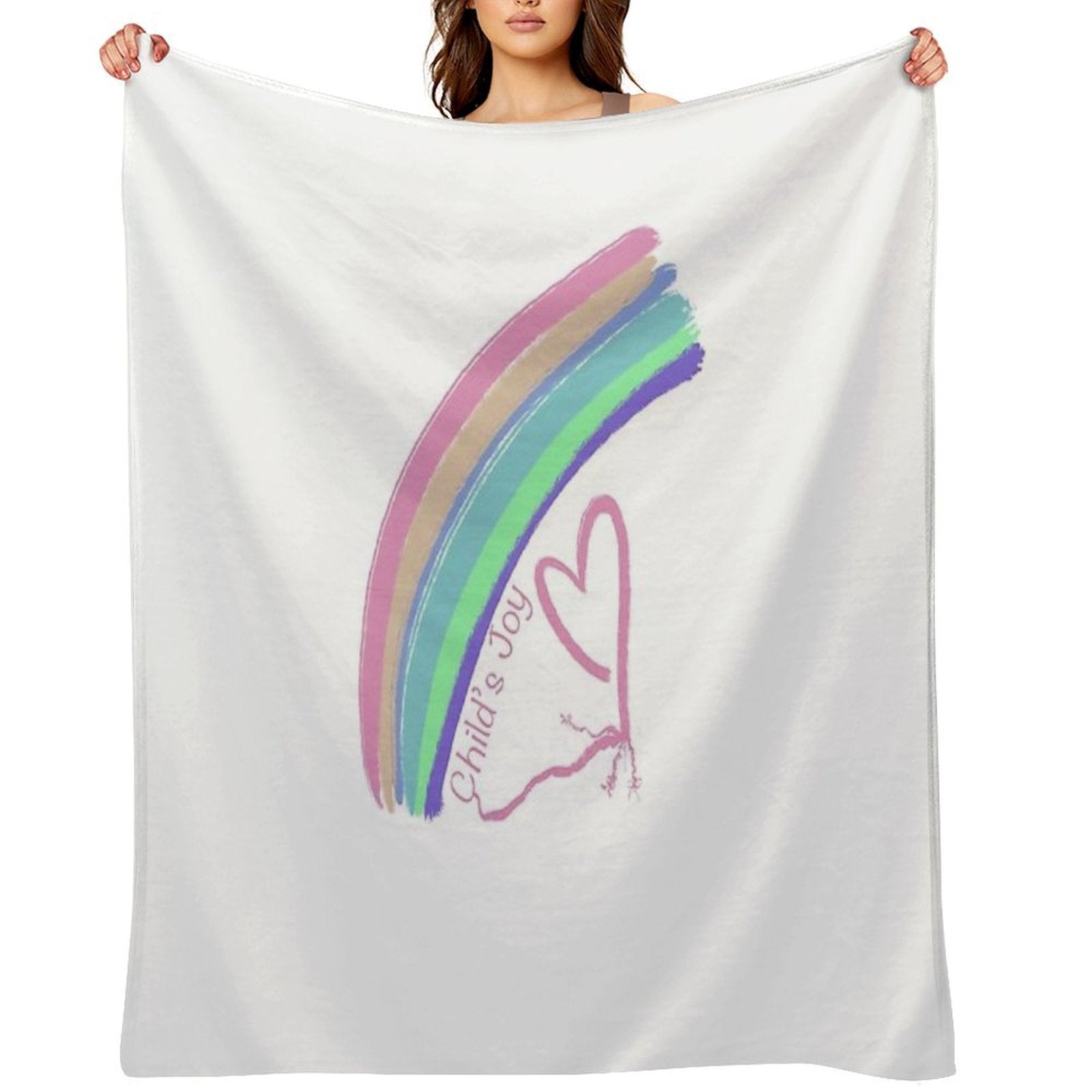 Child's Joy - Colorful Rainbow And Heart Easy Care Throw Blanket