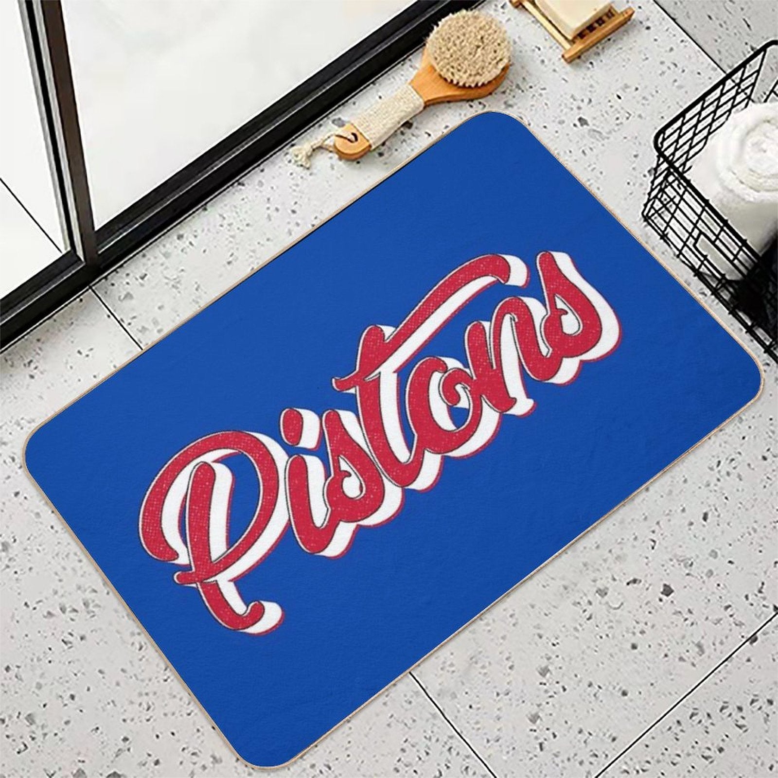 Retro Detroit Pistons Vintage  Dirt-Trapping Bath Mat