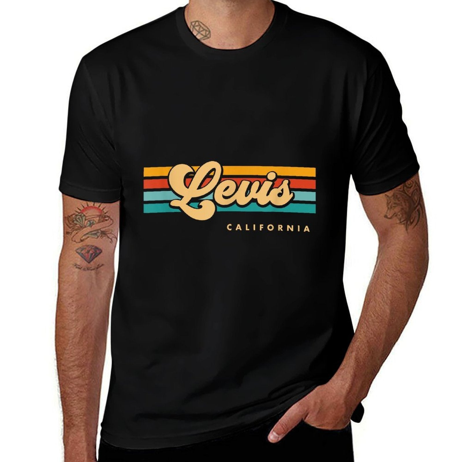 Vintage Sunset Stripes Levis, California  Graphic-printed T-Shirt