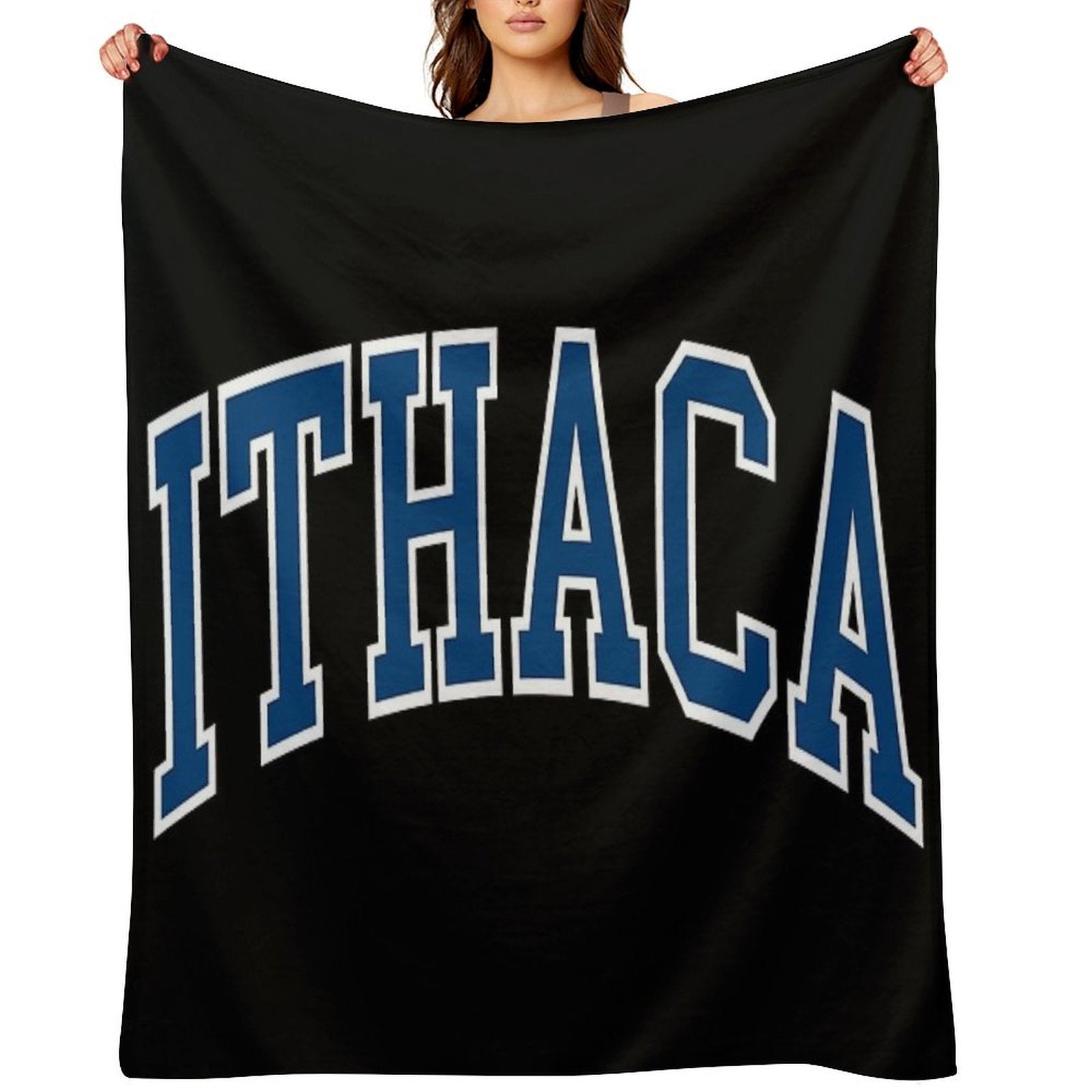 Ithaca - College Font Curved Travel-friendly Throw Blanket