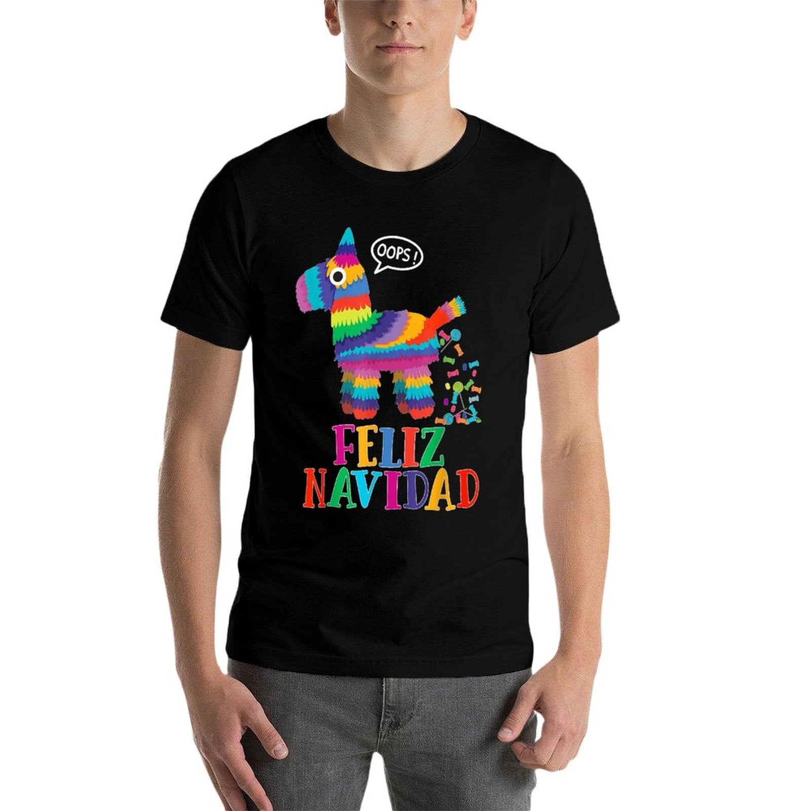 Feliz Navidad Spanish Christmas Funny Mexican Pinata  Tagless Design T-Shirt