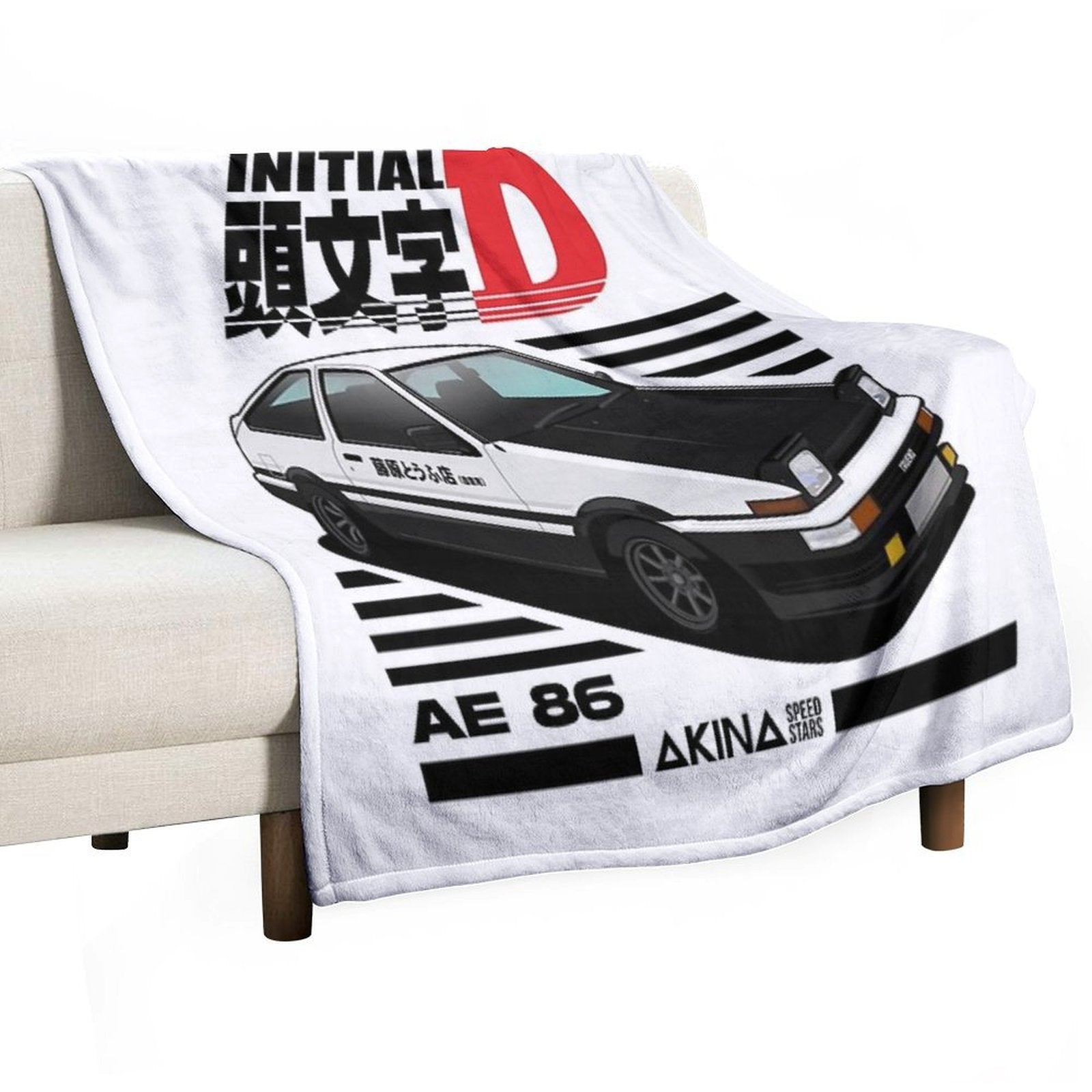 AE86 Initial D Machine-washable Throw Blanket