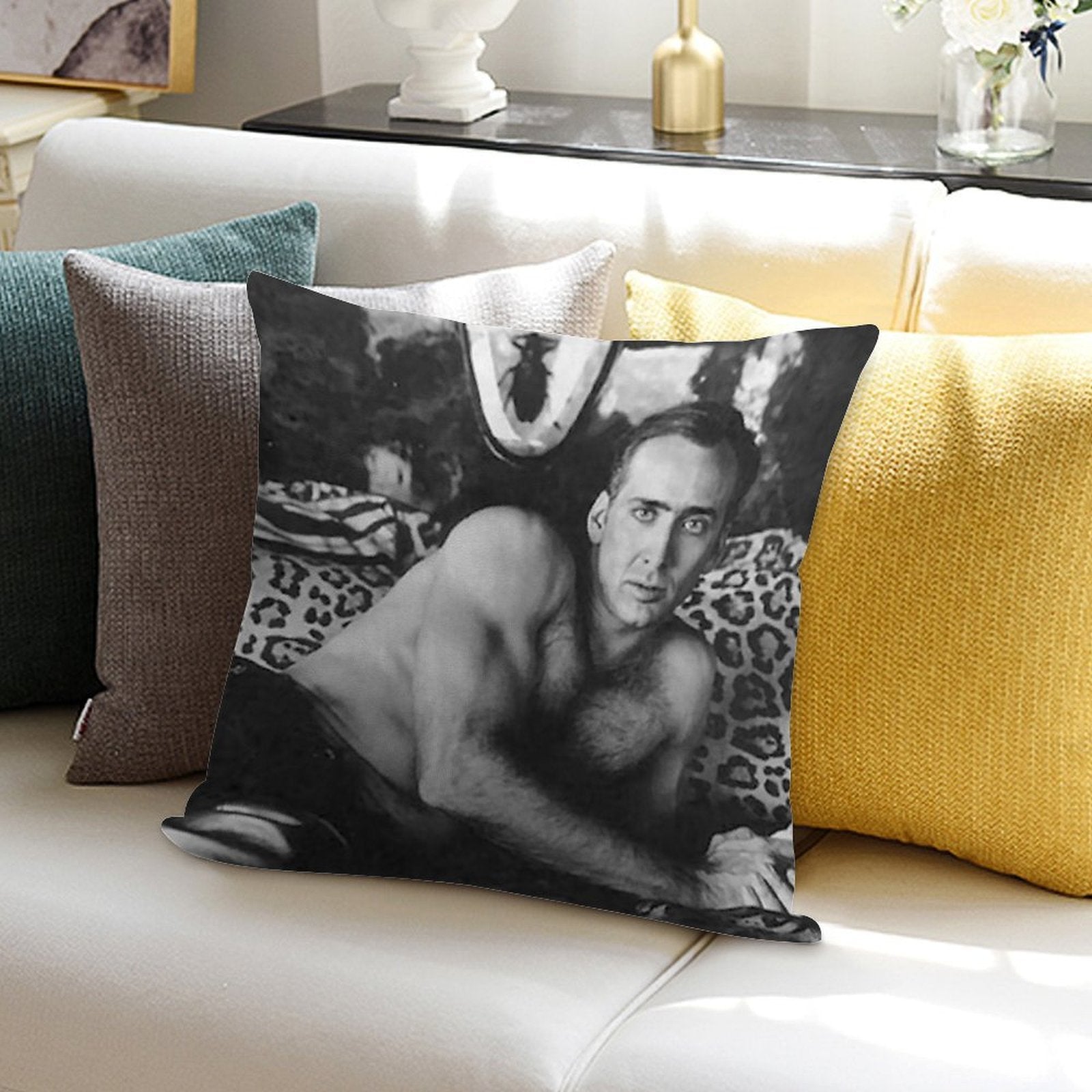 Hot Nicolas Cage Soft Bedroom Essential Throw Pillow