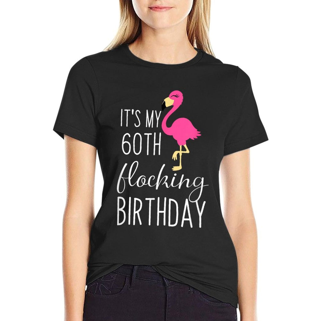 60th Birthday Gift Flamingo Fabulous  Heathered Texture T-Shirt