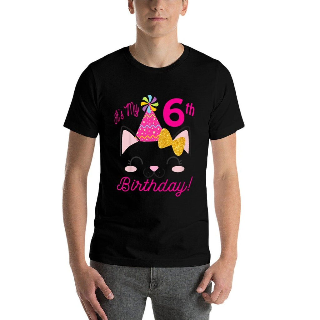 Its My 6th Birthday Girl Kitty Cat Theme Party (six)  Polyester Blend T-Shirt