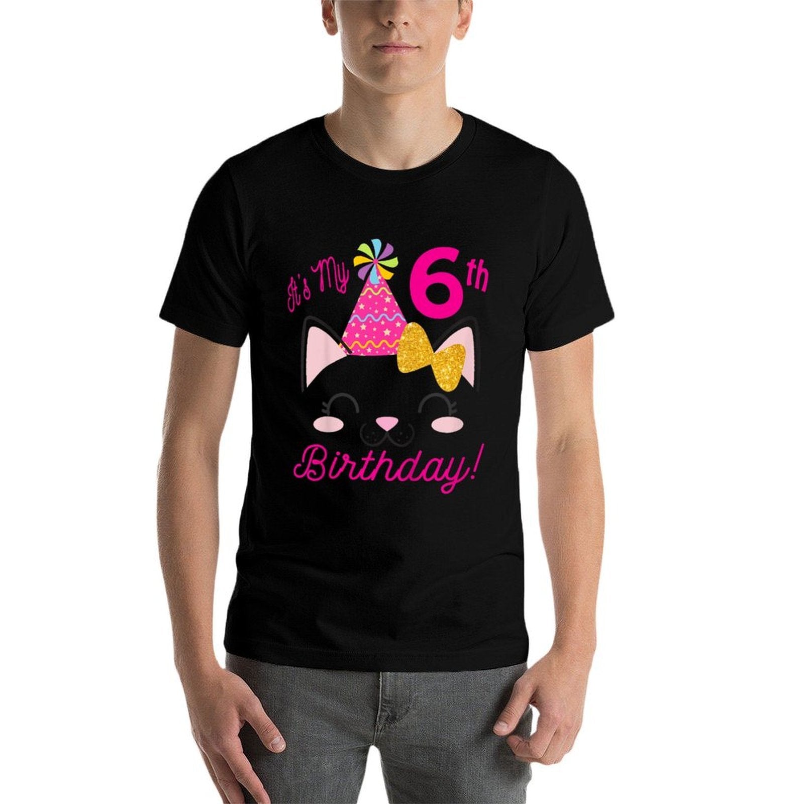 Its My 6th Birthday Girl Kitty Cat Theme Party (six)  Polyester Blend T-Shirt