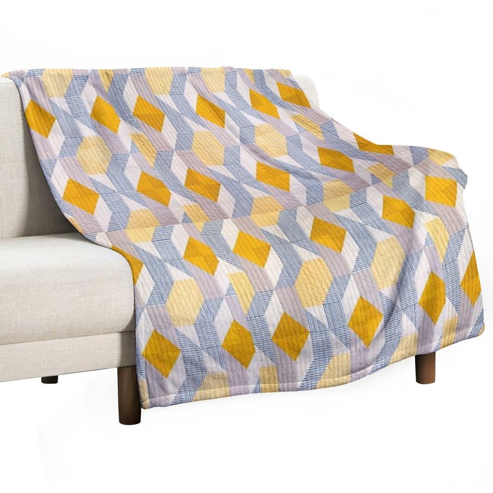 Quilted Geometric Patchwork Ethic Pattern Boho Eco-conscious Throw Blanket
