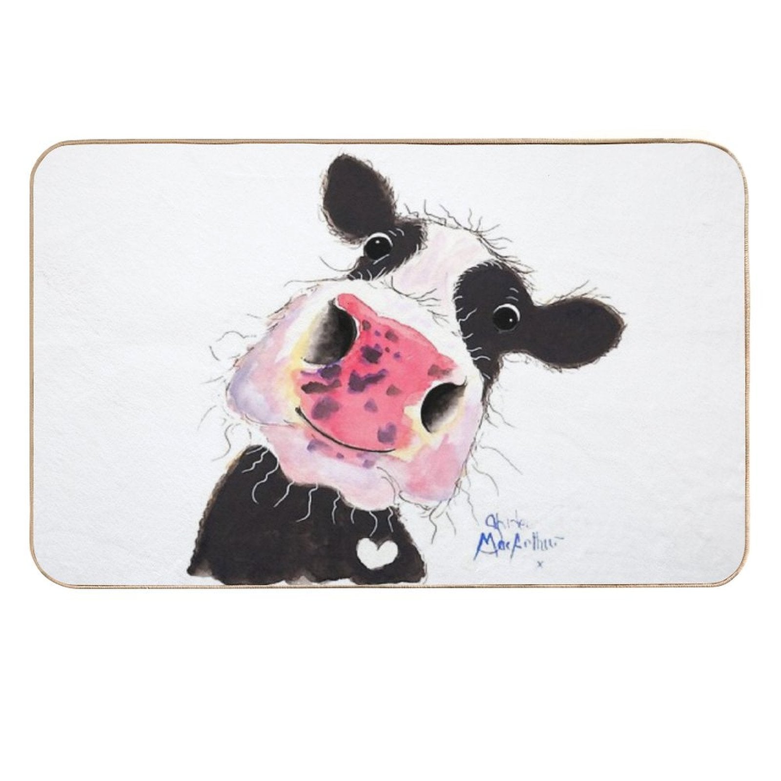 CoW PRiNT, ANiMaL PRiNT ' ARTHuR ' BY SHiRLeY MacARTHuR  Long-Lasting Bath Mat