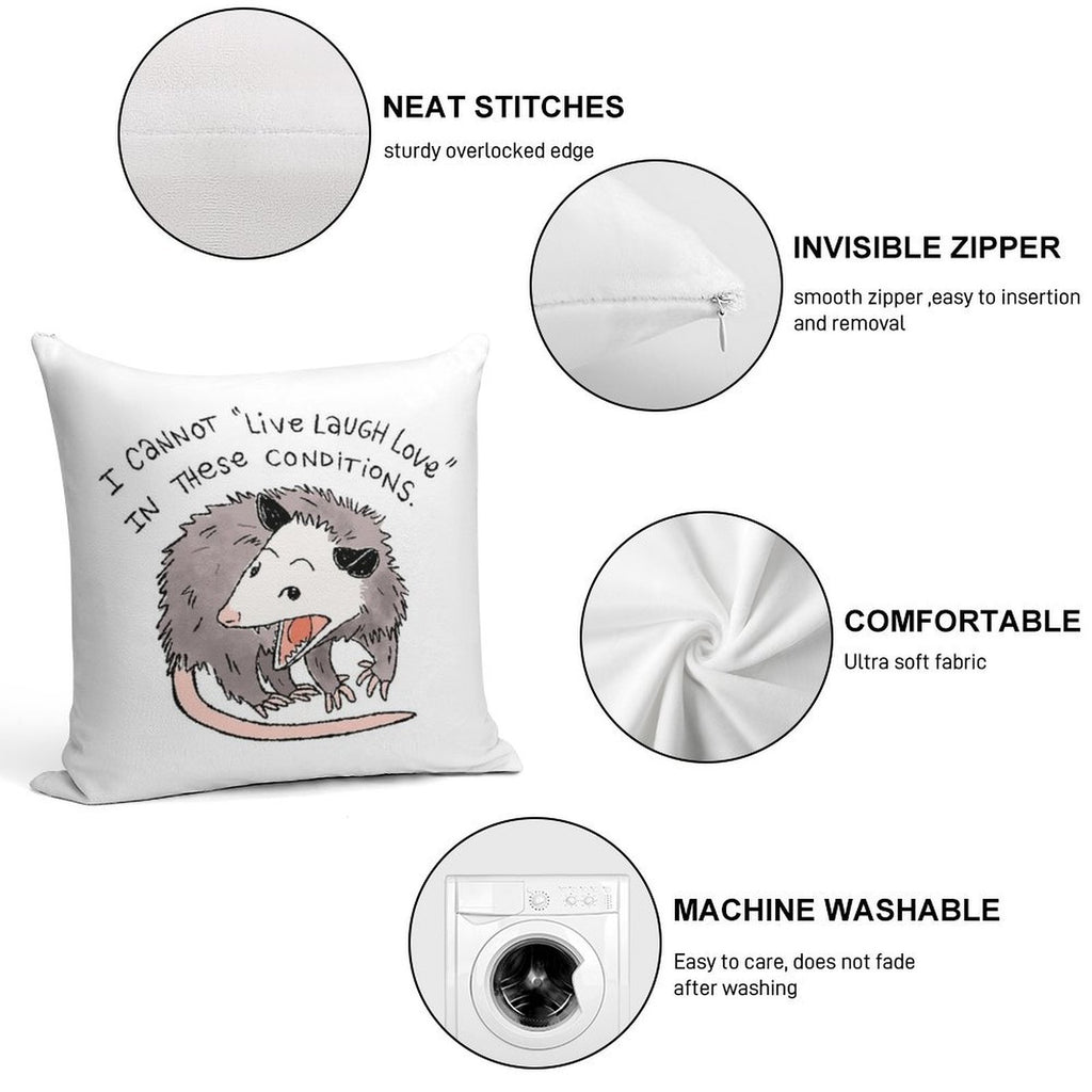 Opossum Live Laugh Love Soft Anti-Pilling Throw Pillow