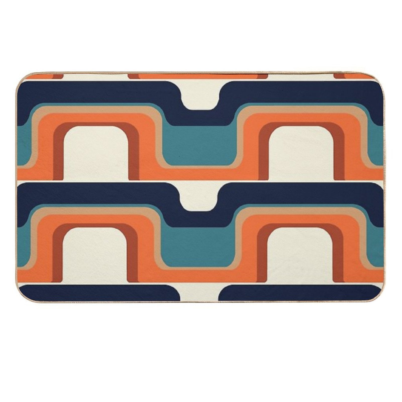 Mid-Century Modern Meets 1970s Orange & Blue  Odorless Bath Mat
